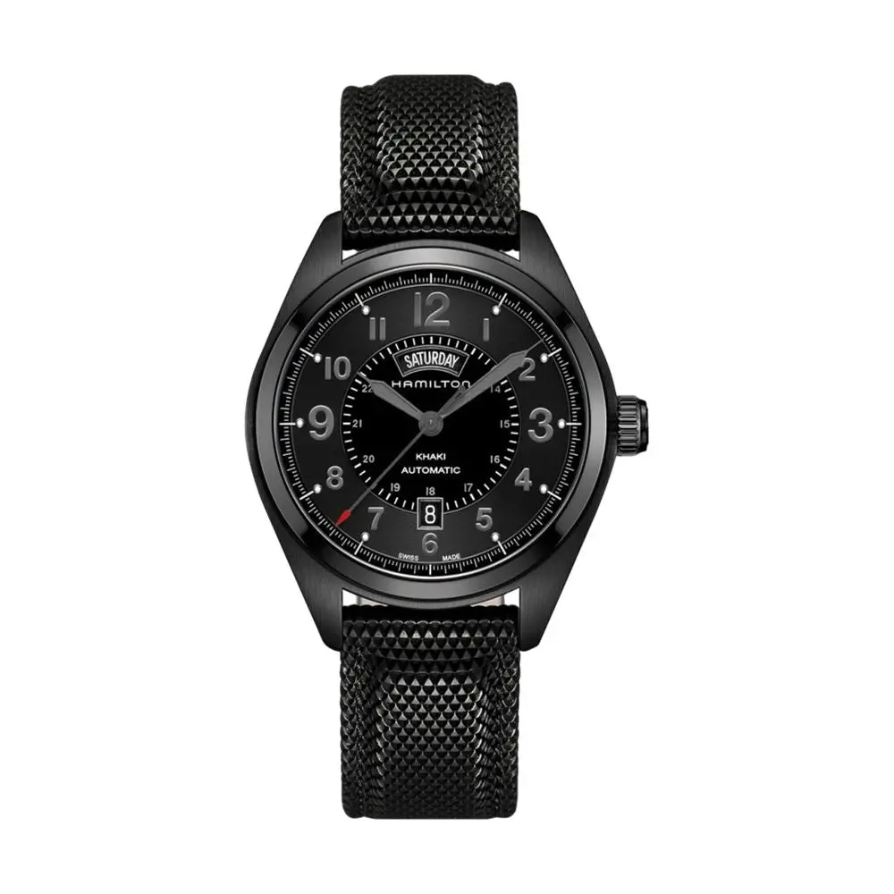 Khaki Field Day Date Auto 42Mm - Black On Fabric Strap 1