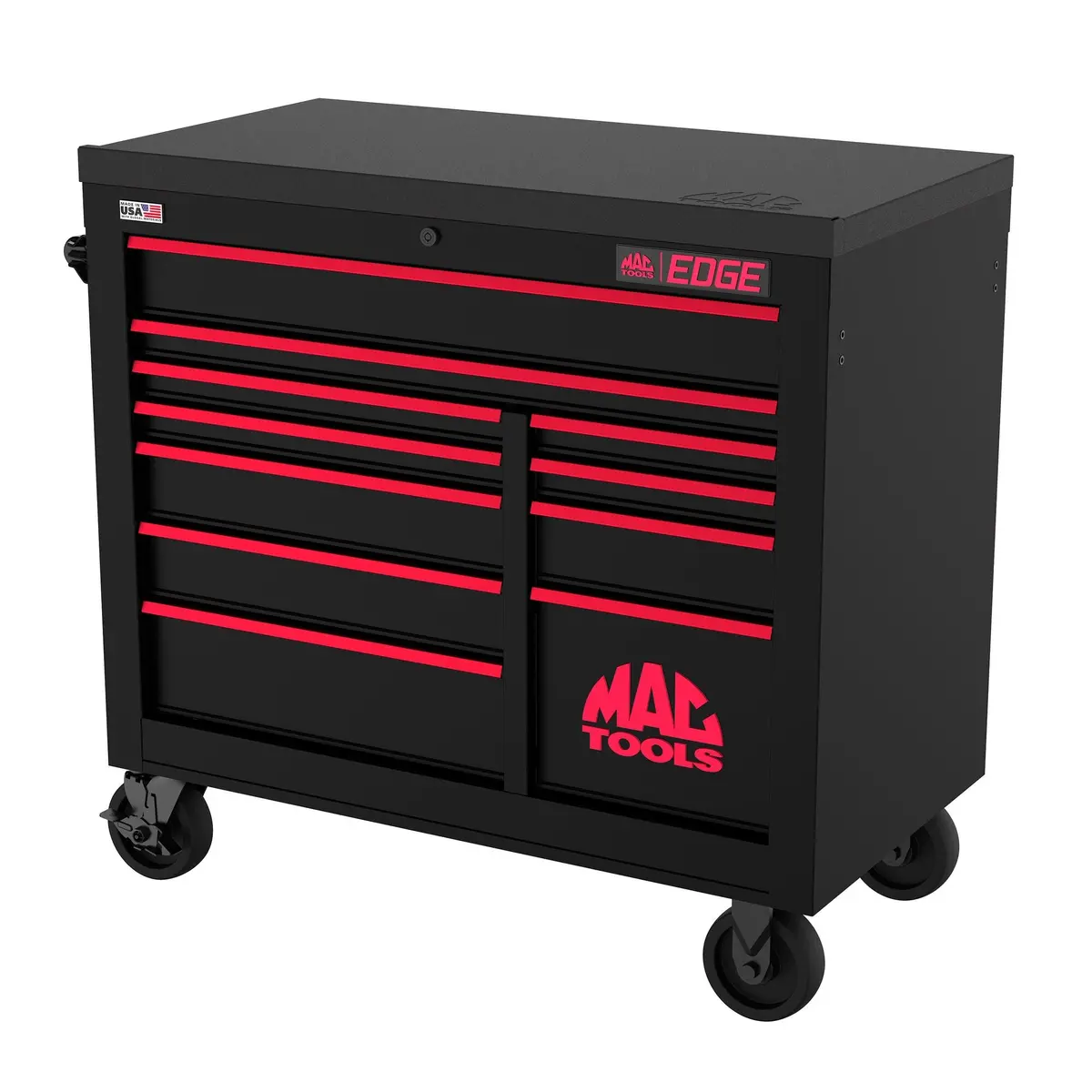 Edge™ 11-Drawer Workstation - Flat Black/Red Trim 1