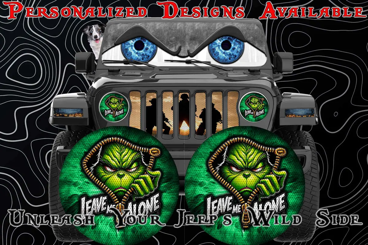 Grinch Leave Me Alone Eye For A Round Headlight. 1
