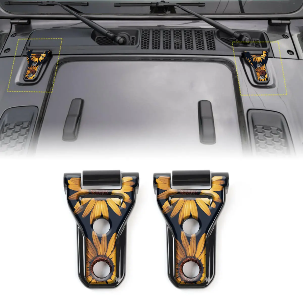 Sunflower Print Hood Hinge Overlay Decals 52 1