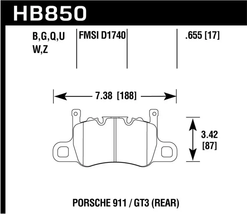 Hawk Performance Rear Brake Pads For Audi (2014–2019), Porsche 911 (2016–2019), Cayman (2016), And Panamera (2017–2019) 2