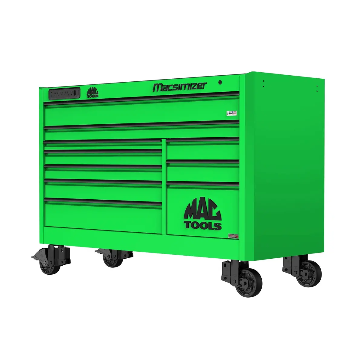 Macsimizer® Series 10-Drawer Workstation With Powertech™ Drawer - Lime Green 1