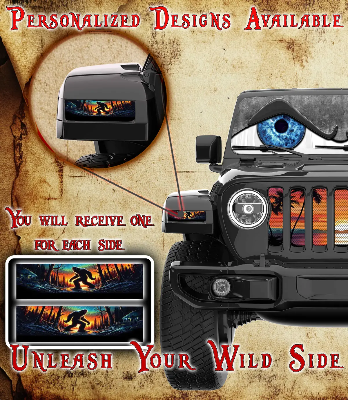 Bigfoot In The Woods Jl And Gladiator Turn Signal Decal. 54 1