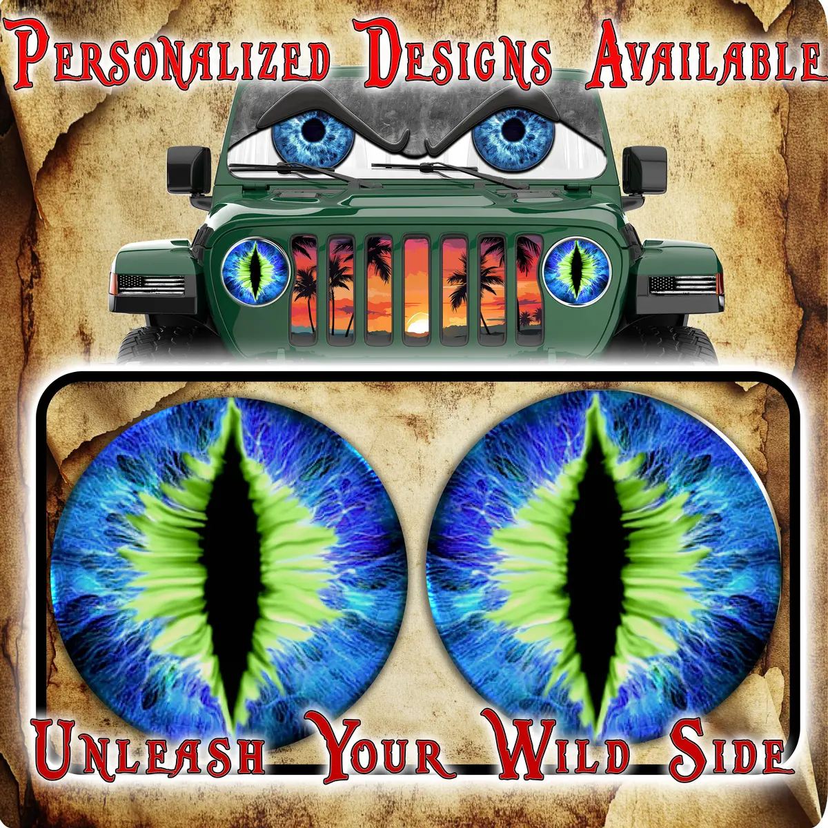 Blue Green Round Headlight Decals 54 1