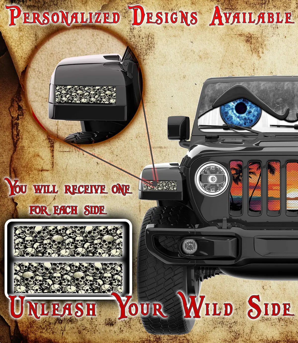 Skulls Jl And Gladiator Turn Signal Decal. 55 1
