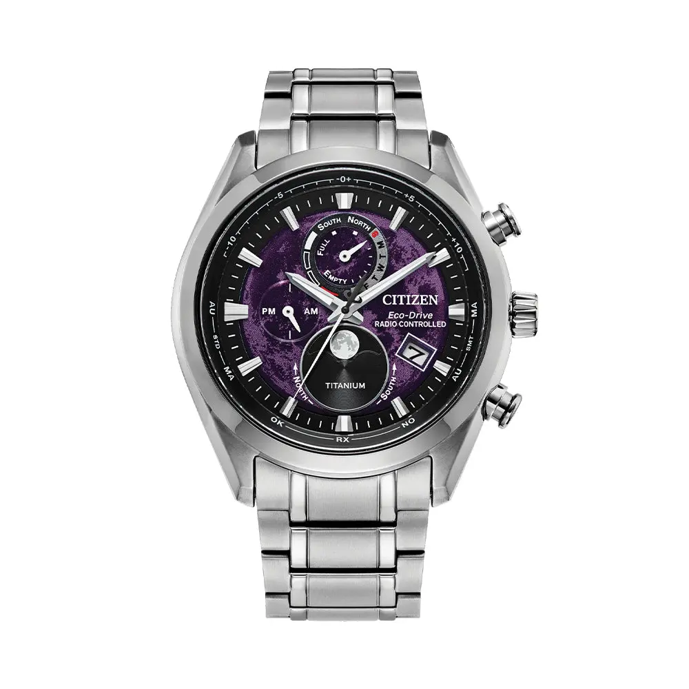 Tsuki-Yomi Atomic Timekeeping Eco-Drive 43Mm - Purple On Bracelet 1