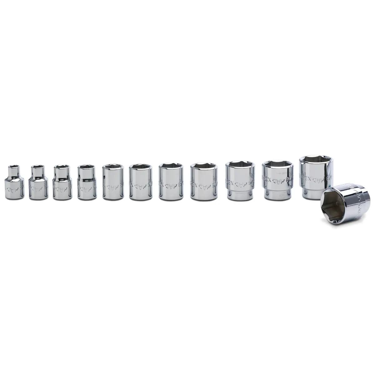 Socket Set, Standard Sae In Metal Tray 3/8" Drive - 12-Pc. 1