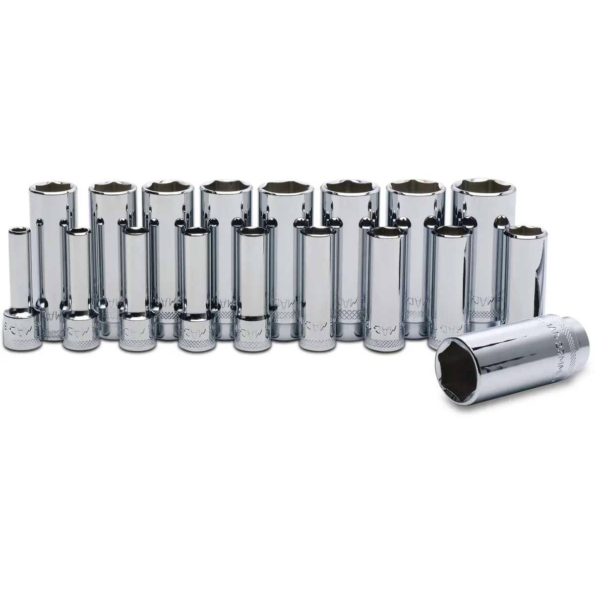 Socket Set, Deep Metric In Metal Tray 3/8" Drive - 18-Pc. 1