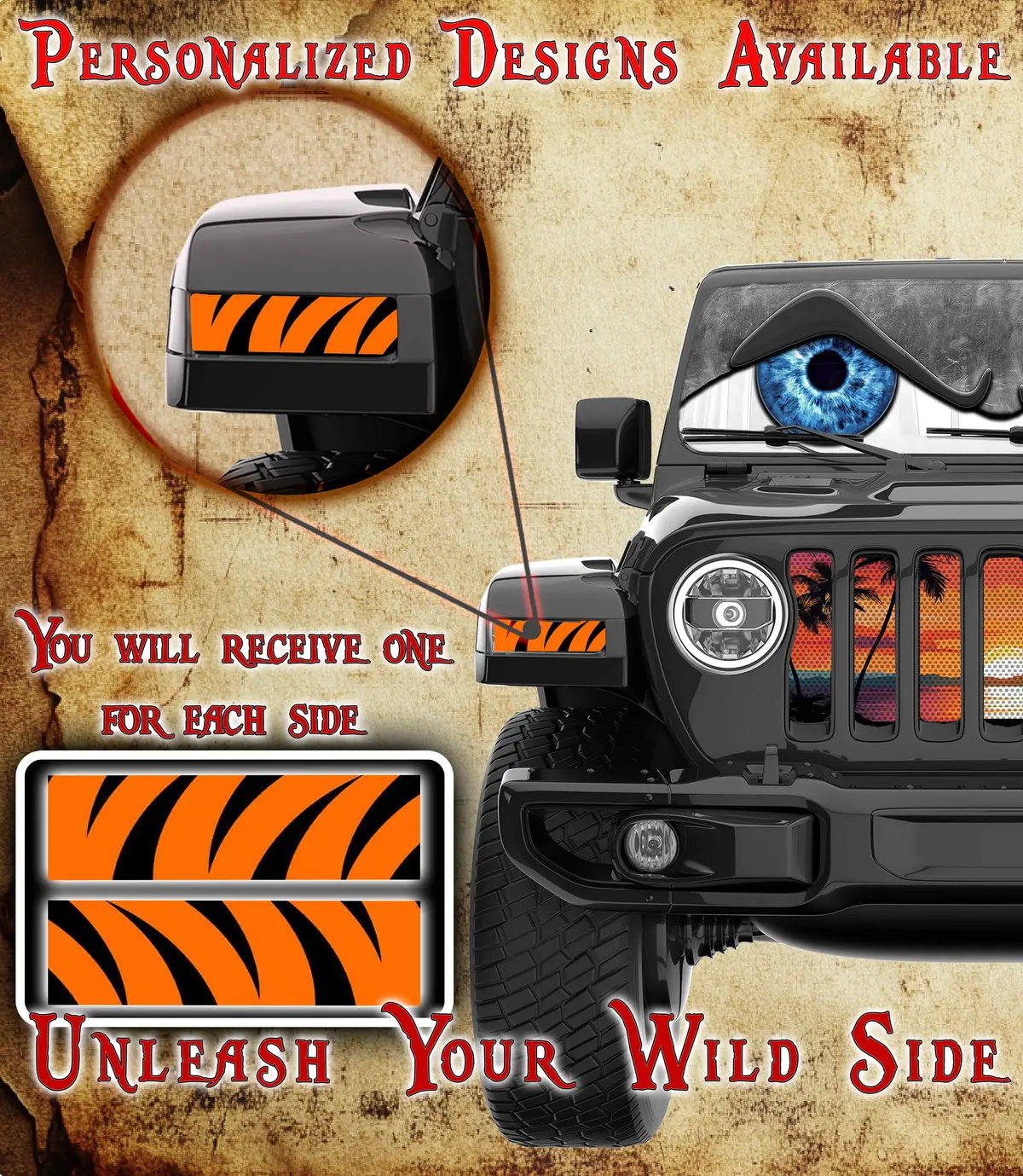 Tiger Strips Jl And Gladiator Turn Signal Decal 56 1