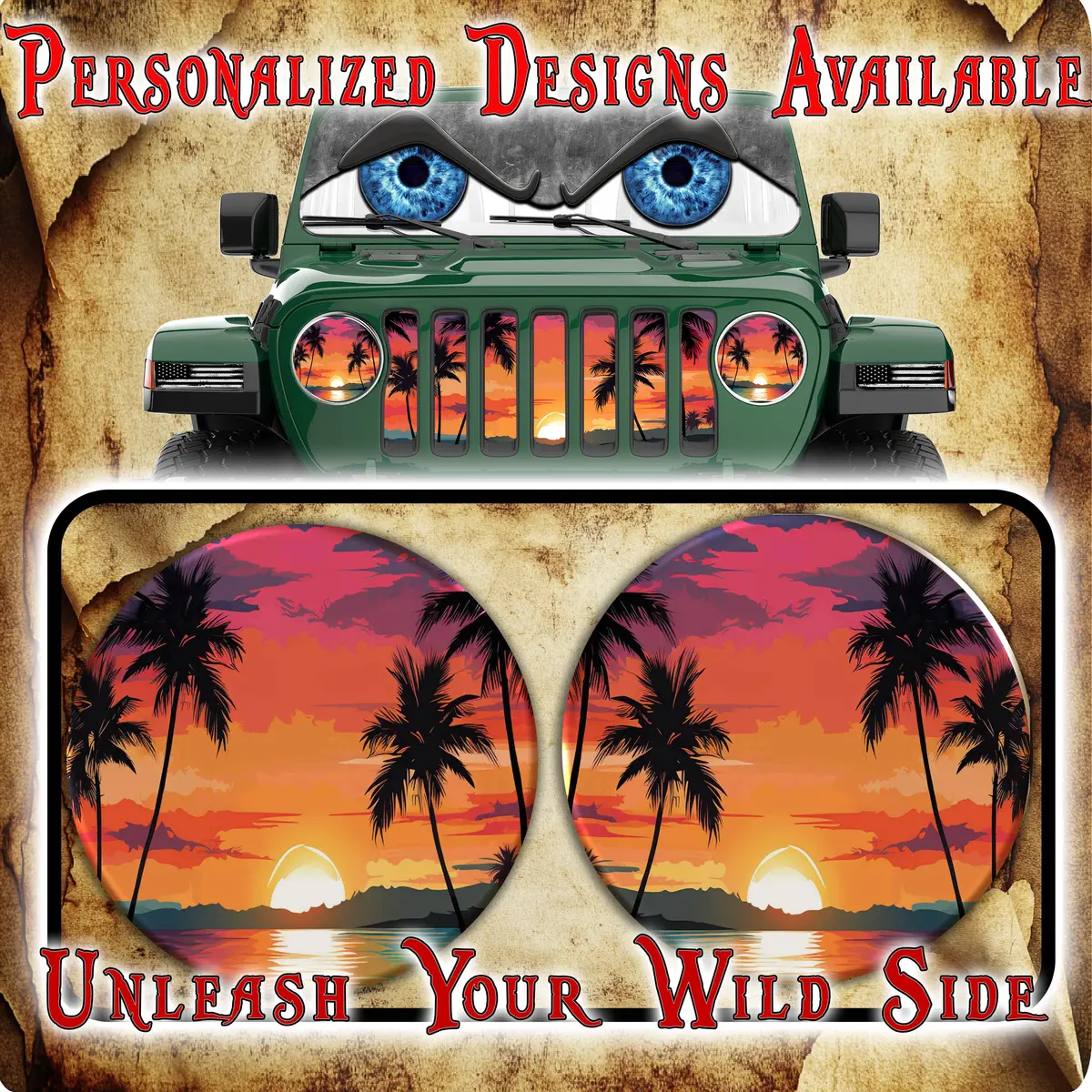 Beach Sunset Eyes For A Round Headlight Decal 56 1