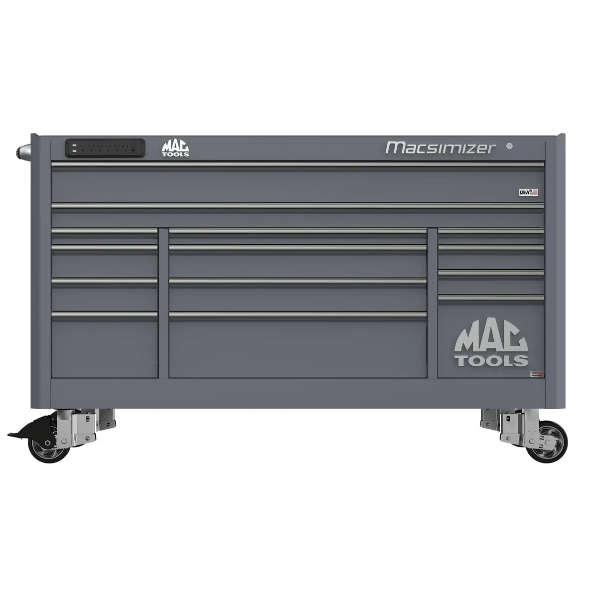Macsimizer® Series 14-Drawer Workstation With Powertech™ Drawer - Carbon Gray 1
