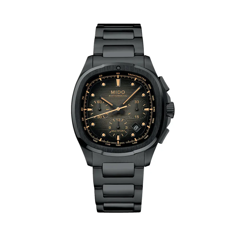 Multifort Tv Chronograph Special Edition Black Pvd 42Mm - Grey On Bracelet W/ Extra Leather Strap 1