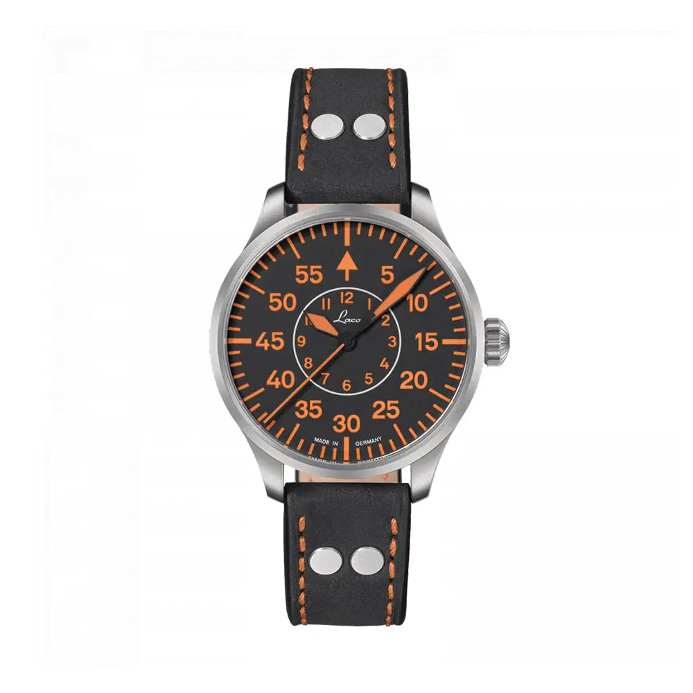 Pilot Watch Basic Palermo Automatic 39Mm - Black/Orange On Leather Strap 1