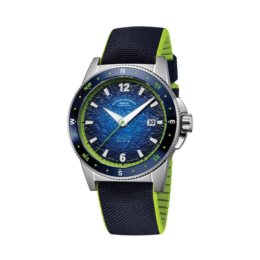 Sportivo Compass Date 42.5Mm - Blue On Canvas-Rubber Strap 1