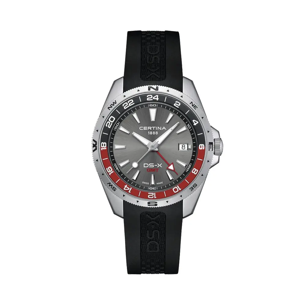 Ds-X “New Ds Concept Extreme Shock Resistance” Gmt Quartz 41Mm - Grey On Black Rubber Strap 1
