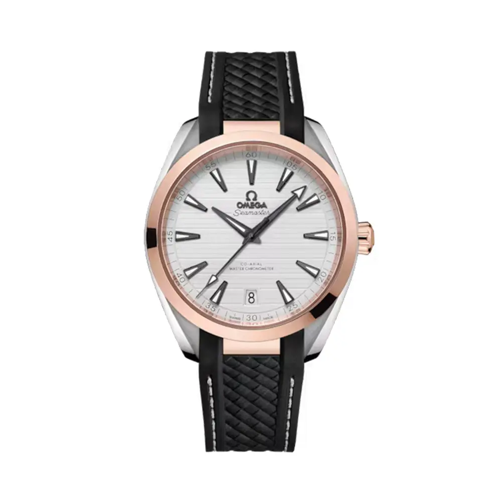 Seamaster Aqua Terra 150M Steel And Sedna™ Gold 41Mm - Silver On Rubber Strap 1