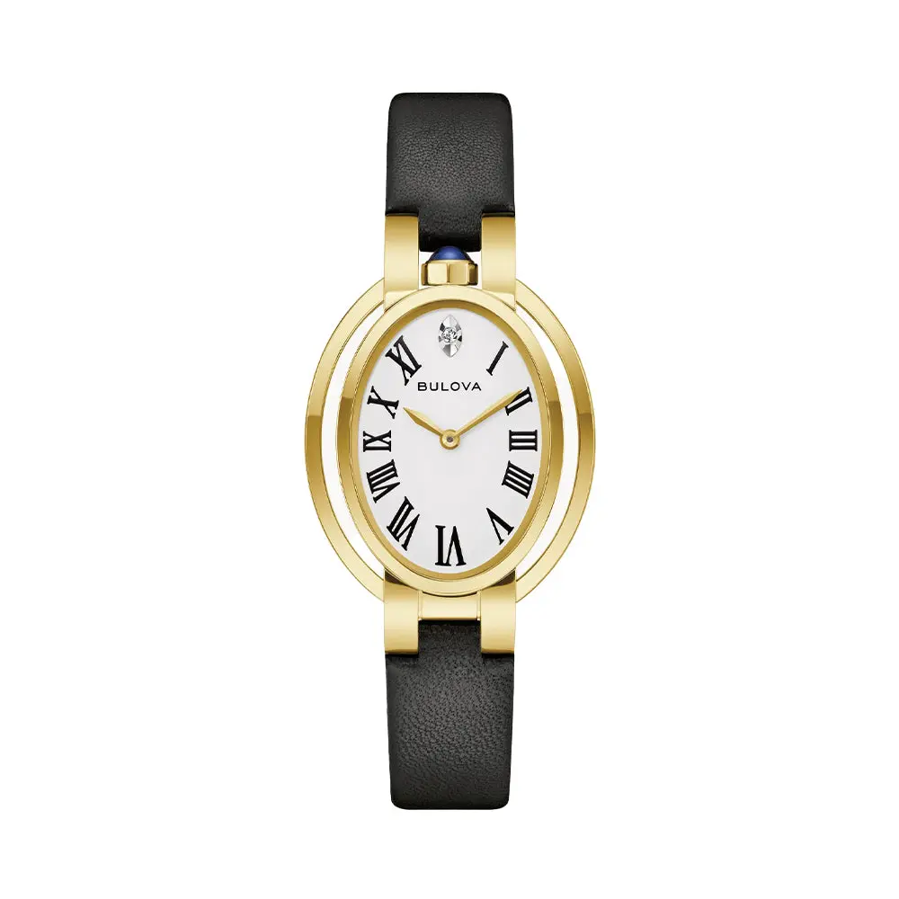 Special Edition Apollo 'Ella' Rubaiyat Gold-Tone 28.8Mm - White On Leather Strap 1
