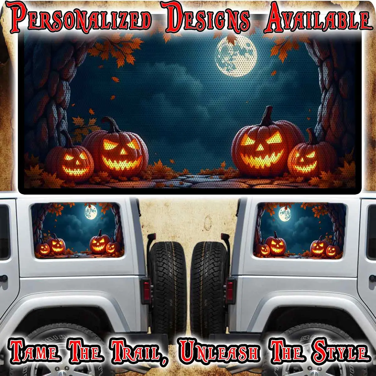 Pumpkin Patch Rear Quarter Window See Through Graphic. 1