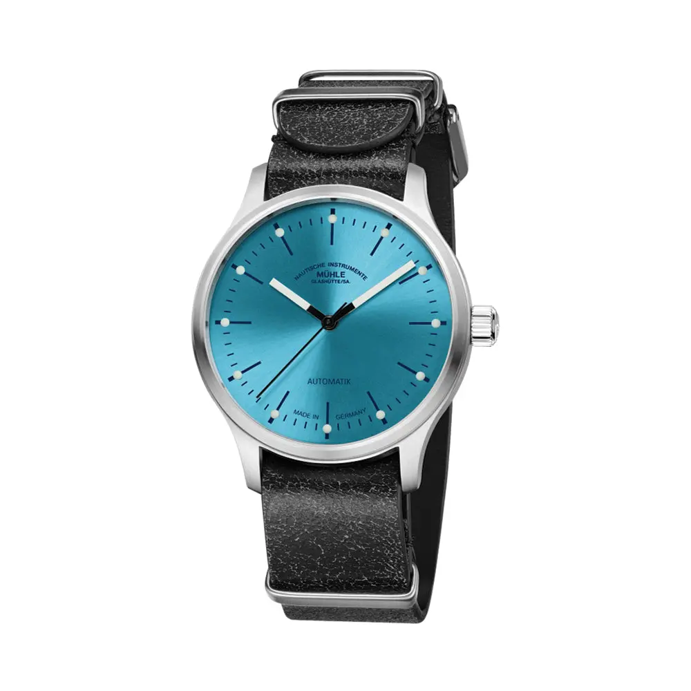 Panova Blue 40Mm - Turquoise On One-Piece Leather Strap 1