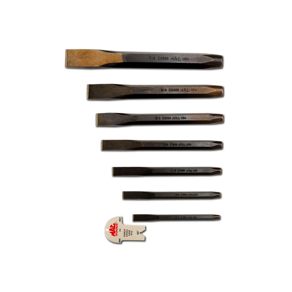 7-Pc. Flat Tip Chisel Set With Gauge 1