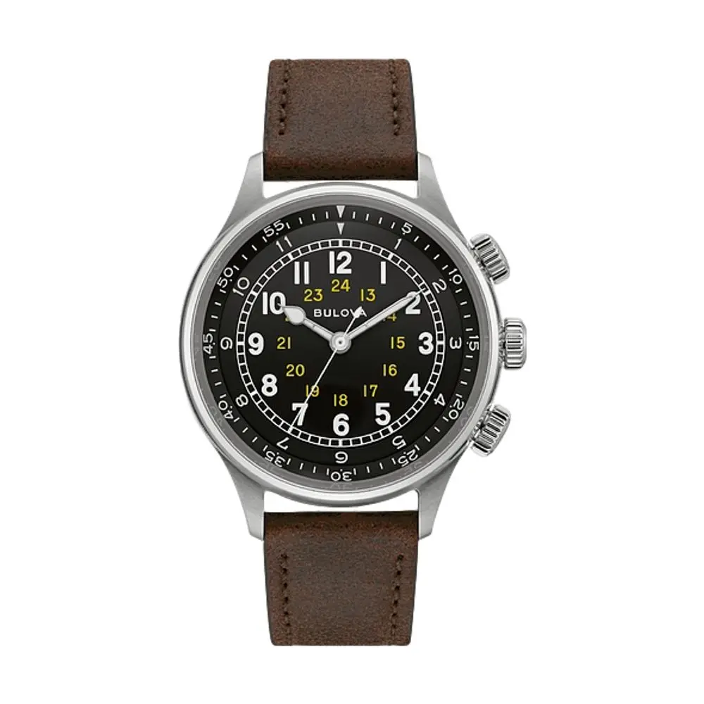A-15 Pilot Military 42Mm - Black On Leather Strap 1