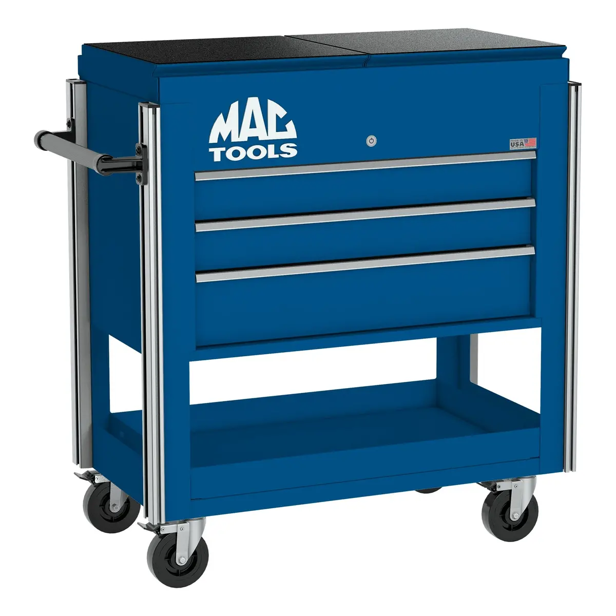 3-Drawer Utility Cart W/ Split Sliding Lid - Sapphire Blue 1