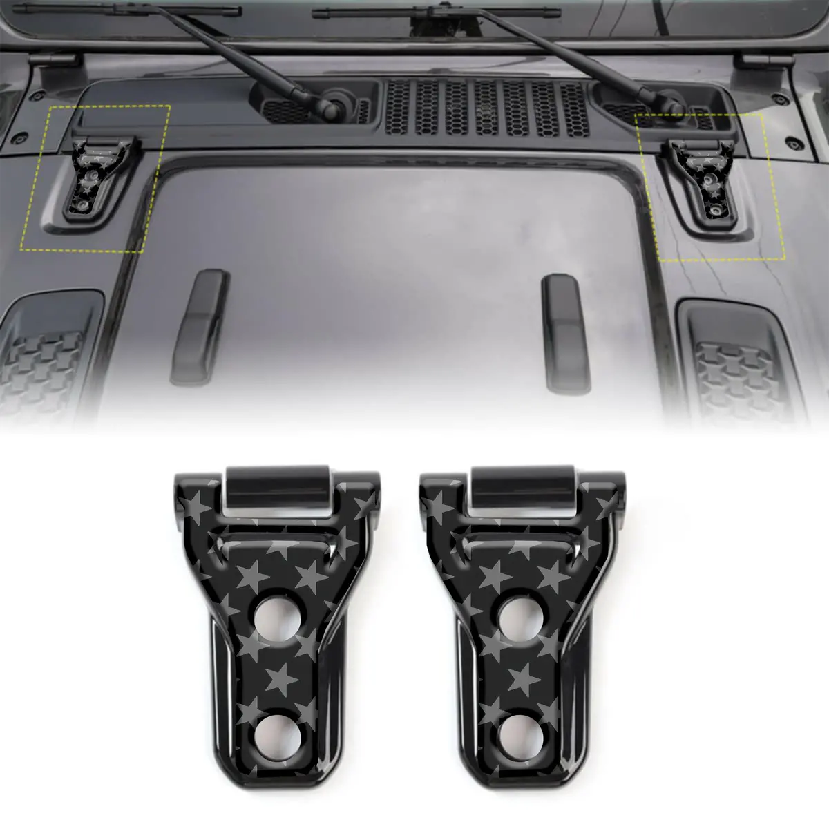 Black And Gray Stars Hood Hinge Overlay Decals 61 1