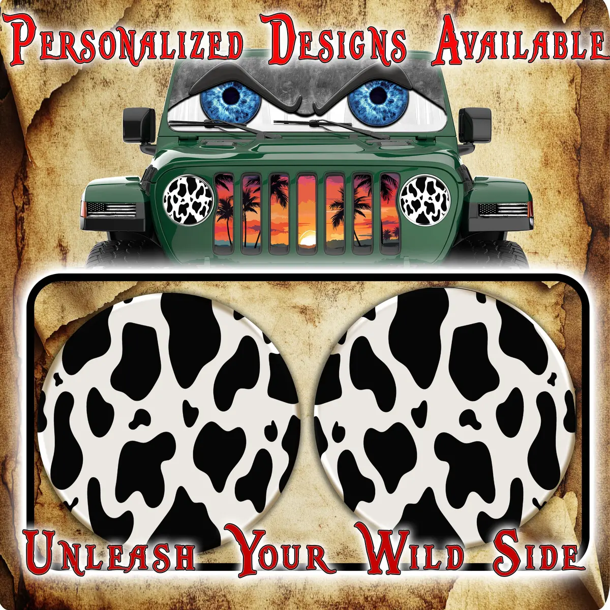 Cow Print Round Headlight Decals 61 1