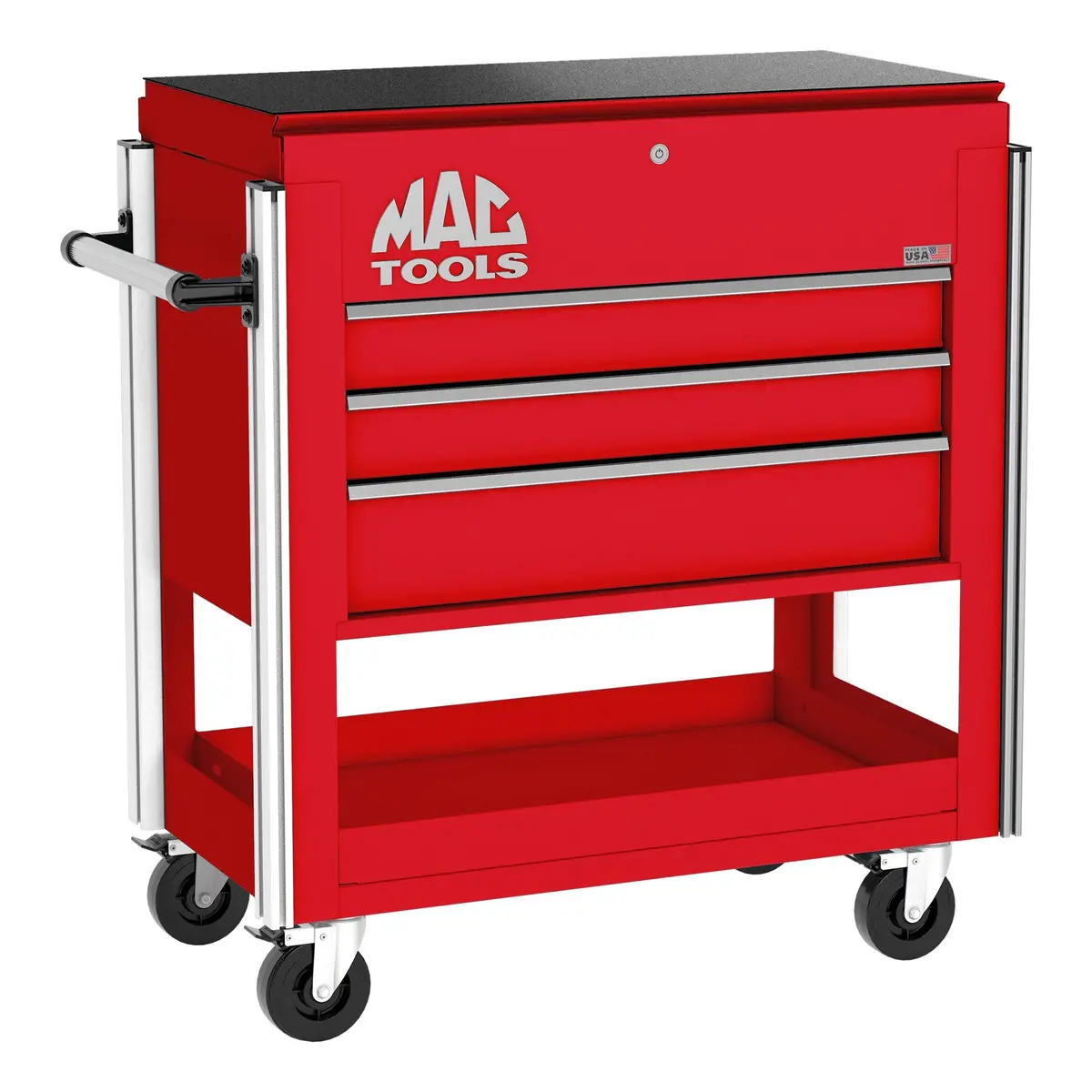 3-Drawer Utility Cart W/ Full Lid - Firebrick Red 1
