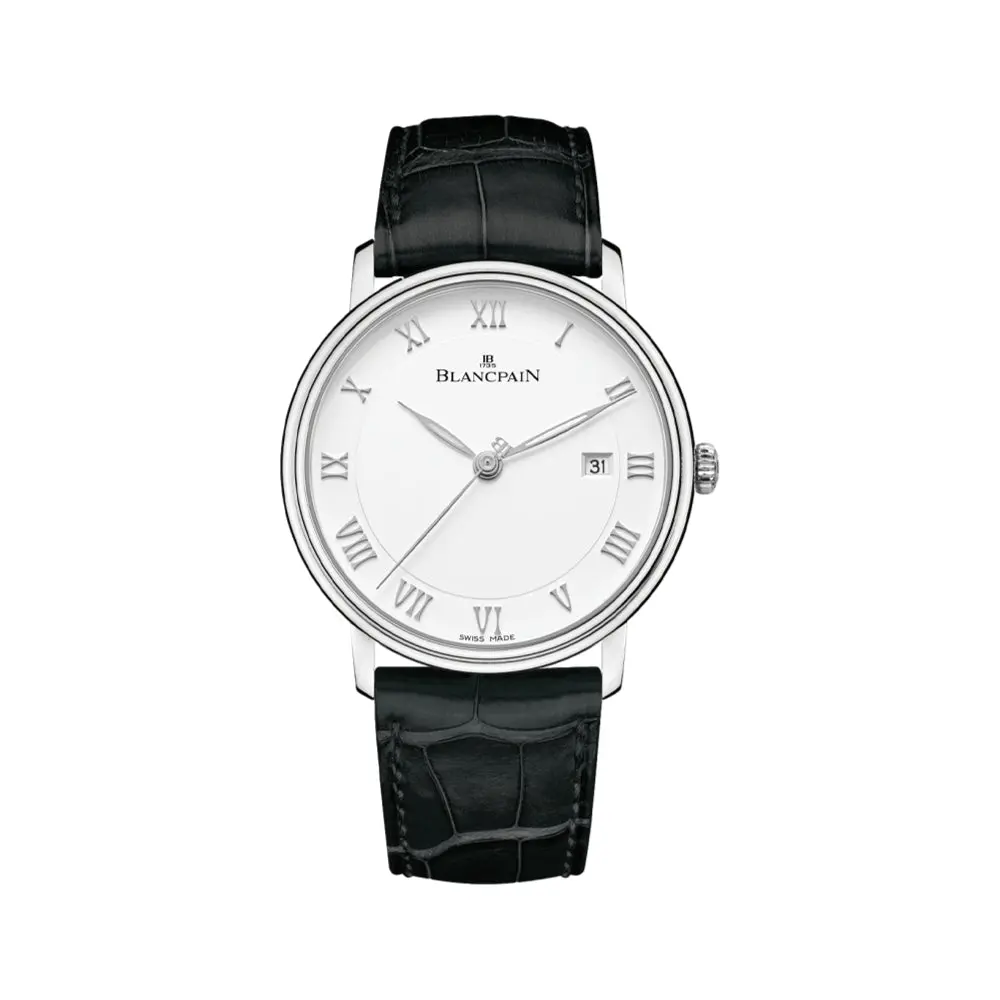 Villeret Ultraplate Steel 40Mm - White On Leather Strap 1