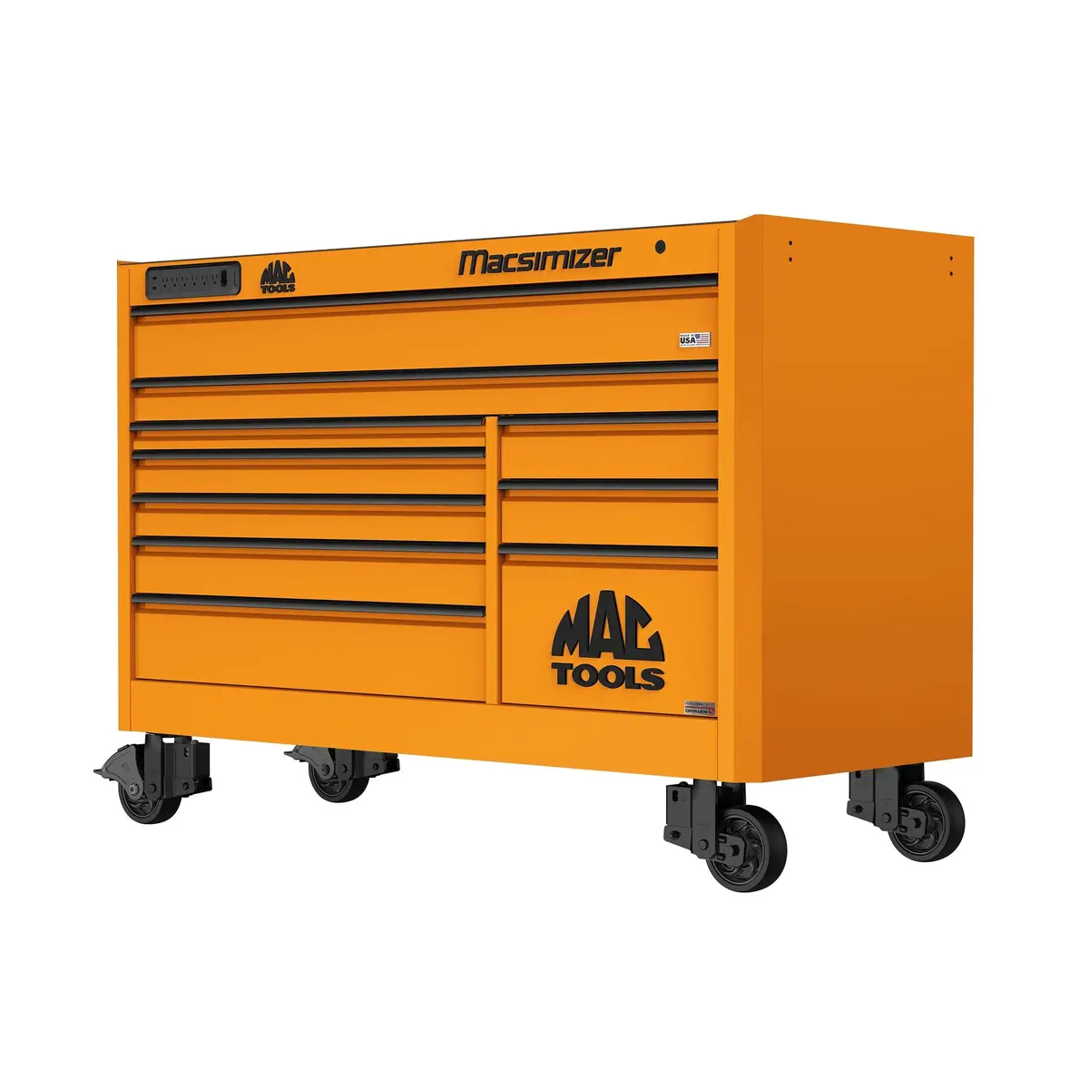 Macsimizer® Series 10-Drawer Workstation With Powertech™ Drawer - Fireball Orange 1