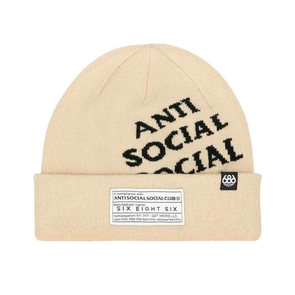 686 X Anti Social Social Club 25/26 Club Beanie - Limestone 1
