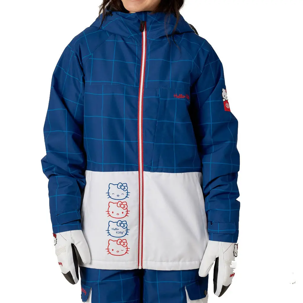 686 X Sanrio 25/26 Women's Athena Insulated Jacket - Hello Kitty Blue Grid 1