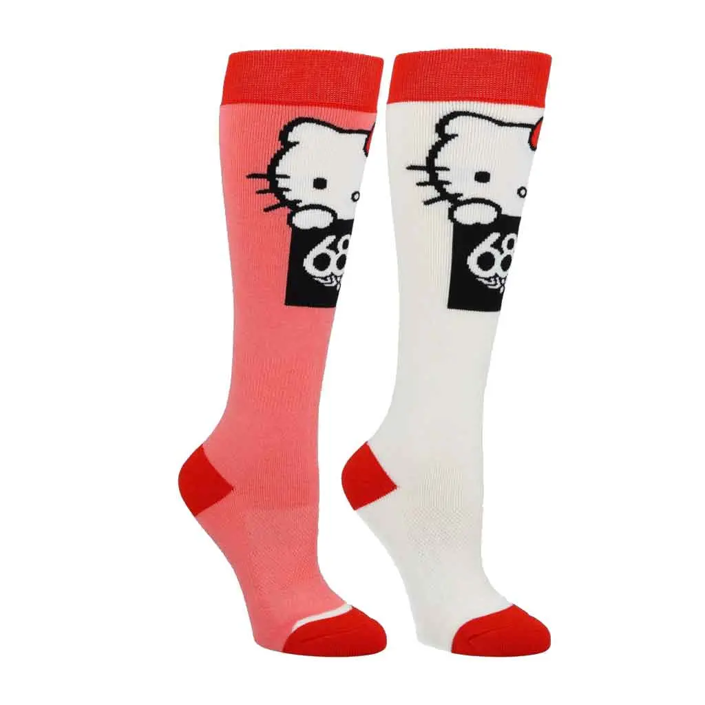686 X Sanrio 25/26 Women's Hello Kitty Socks 2Pk - Red/White 1