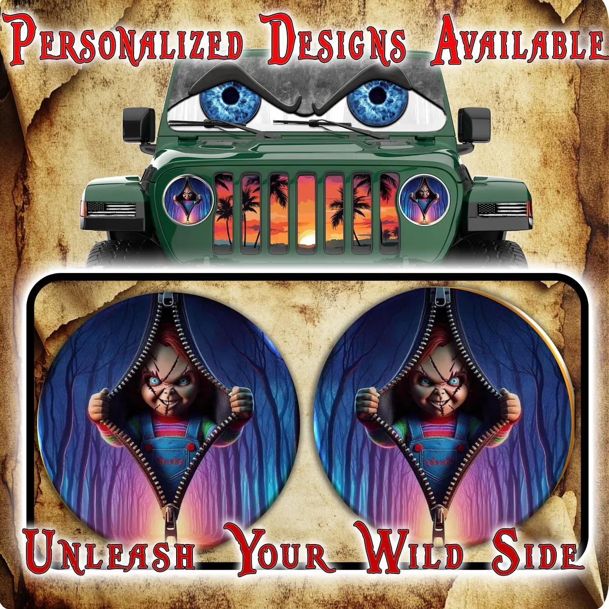 Chucky Opens The Curtain For A Round Beast Headlight Decal 68 1