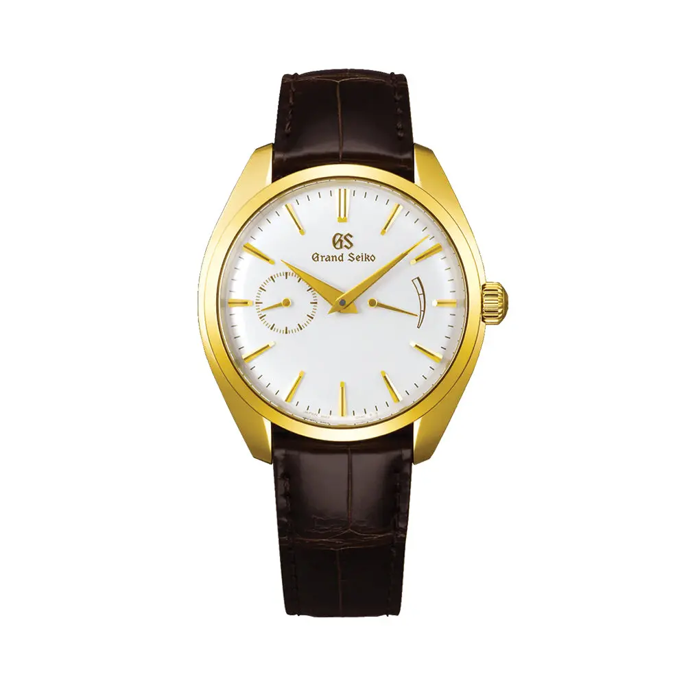 Sbgk006 Elegance Manual 18K Yellow Gold 39Mm - White On Leather Strap 1
