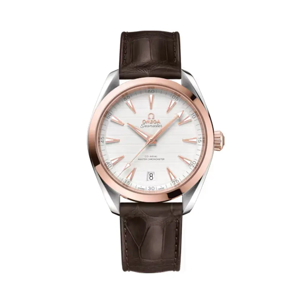 Seamaster Aqua Terra 150M Steel And Sedna™ Gold 41Mm - Silver On Leather Strap 1