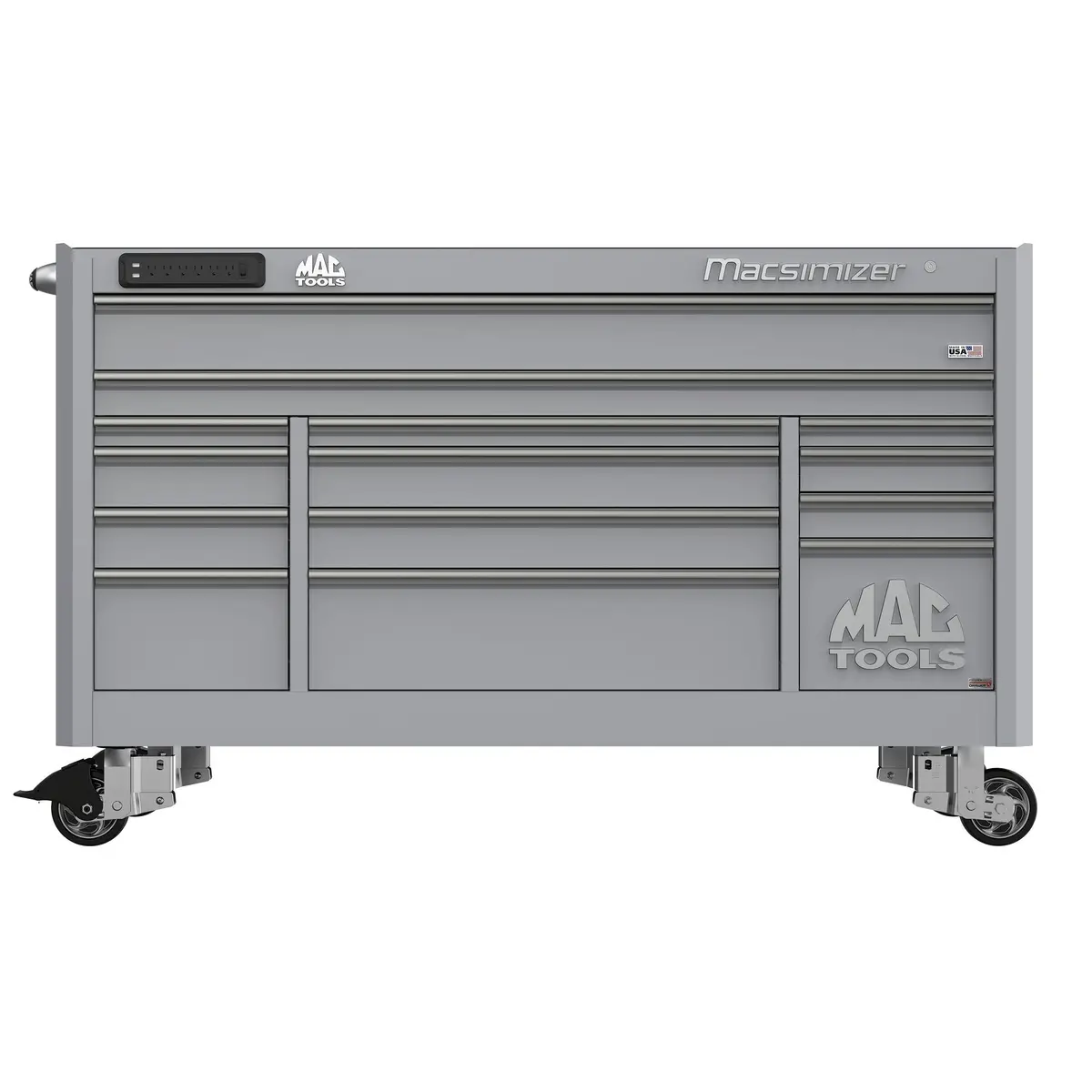 Macsimizer® Series 14-Drawer Workstation With Powertech™ Drawer - Mica Gray 1