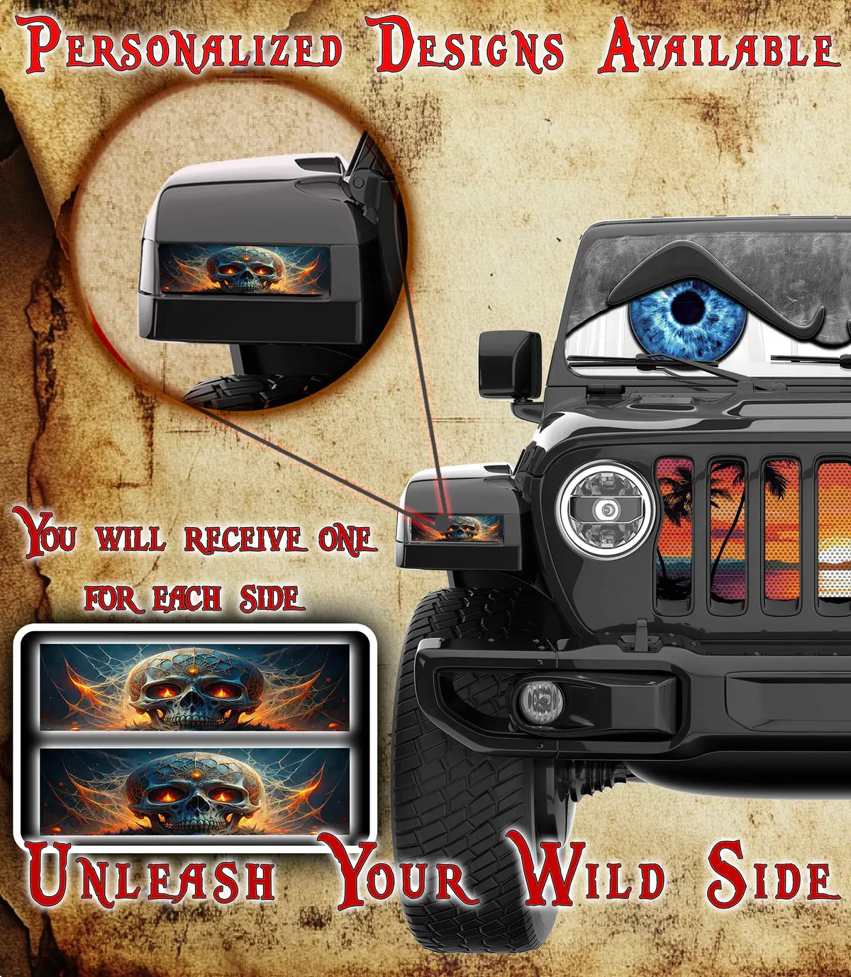 Skull Jl And Gladiator Turn Signal Decal 71 1