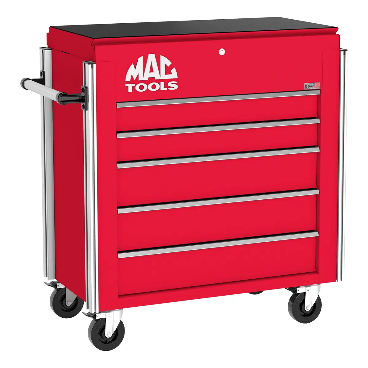 5-Drawer Utility Cart W/ Full Lid - Firebrick Red 1