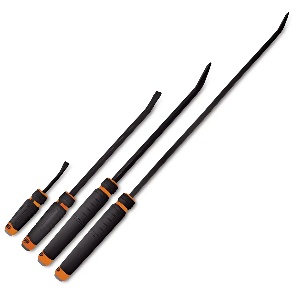 4-Pc. Capped Comfort-Handle Curved-Head Pry Bar Set – Hi-Vis Orange 1