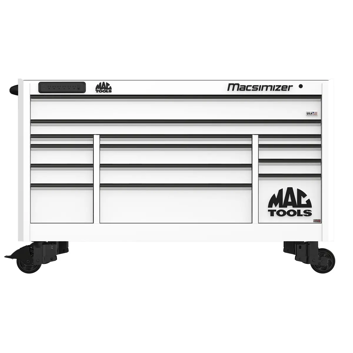 Macsimizer® Series 14-Drawer Workstation With Powertech™ Drawer - Titanium White 1