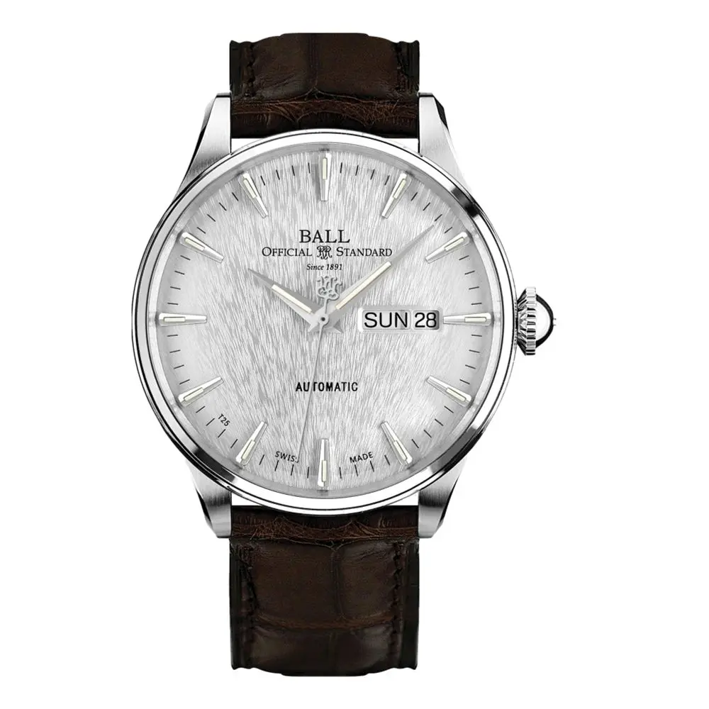 Trainmaster Eternity 39.5Mm - Silver On Leather Strap 1