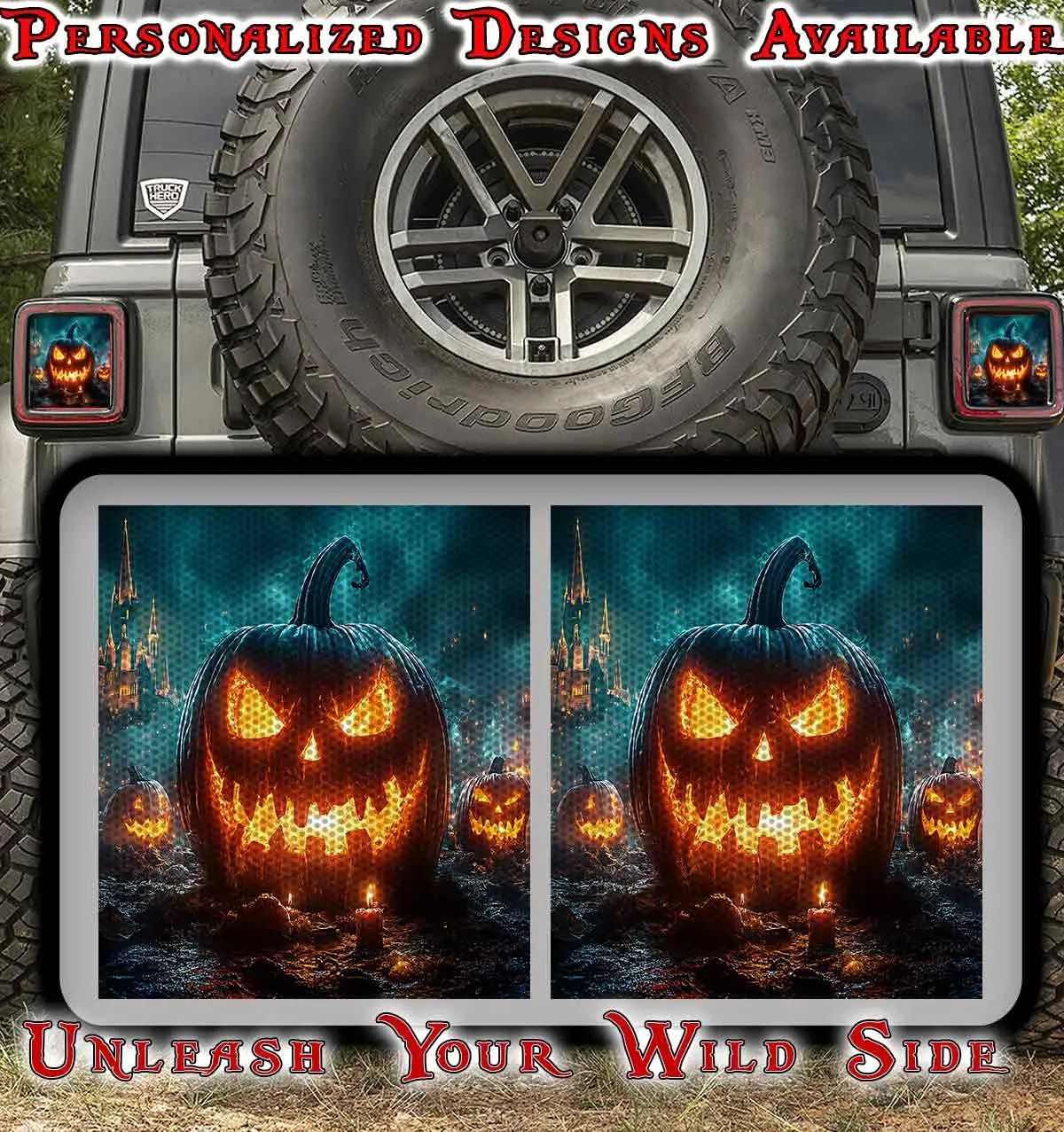 Pumpkin Face Taillight Cover Decal 77 1