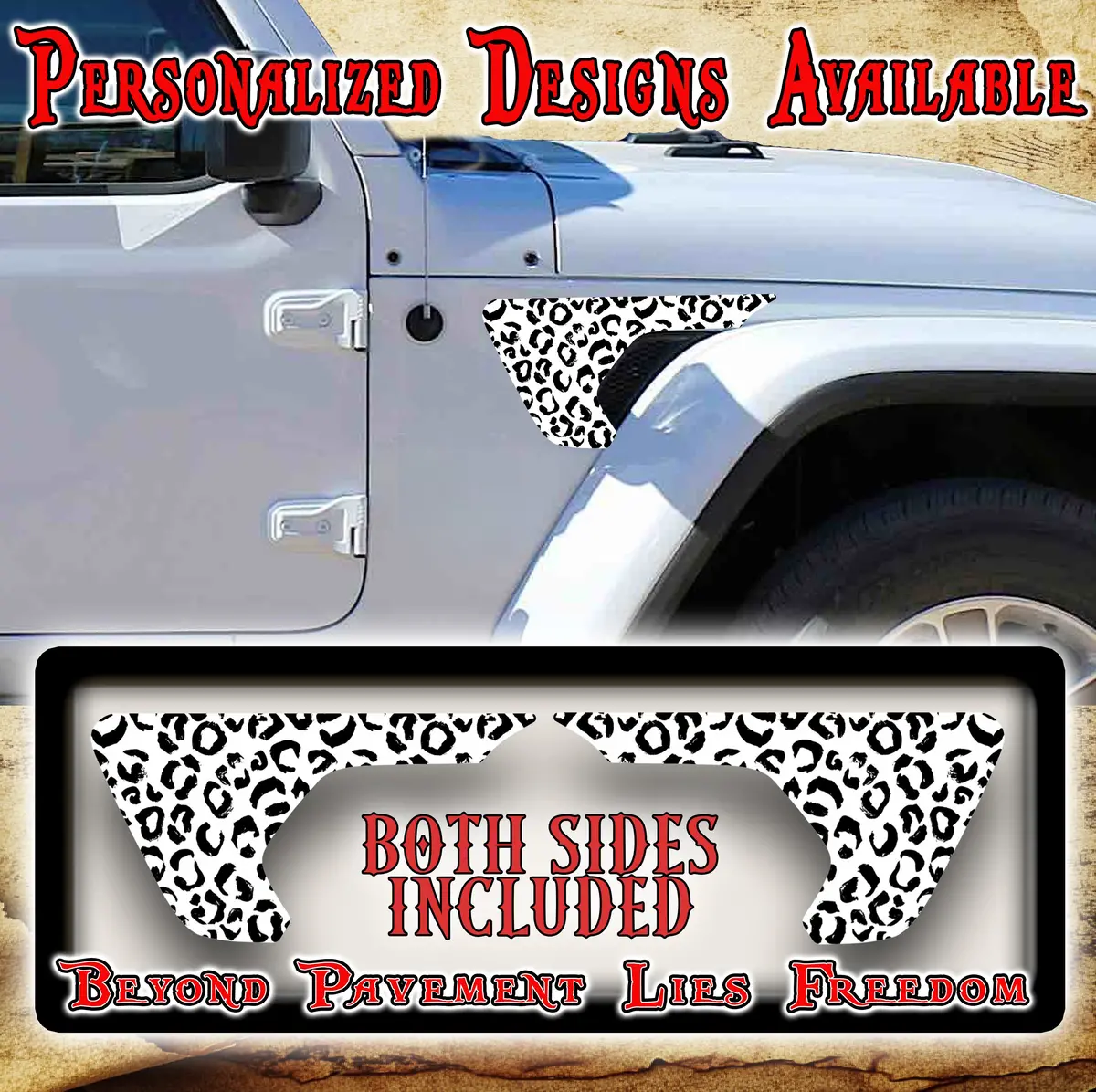 Black And White Chetta Print Fender Vent For The Jl Or Jt 2018 Or Newer 1
