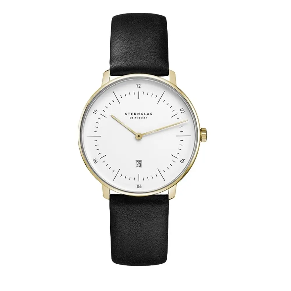 Naos Xs Quartz Gold Pvd 33Mm - White On Leather Strap 1