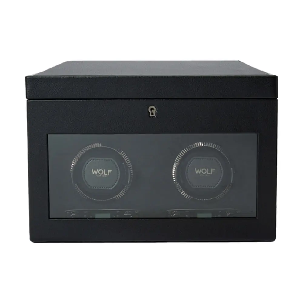 British Racing Double Watch Winder With Storage - Black 1