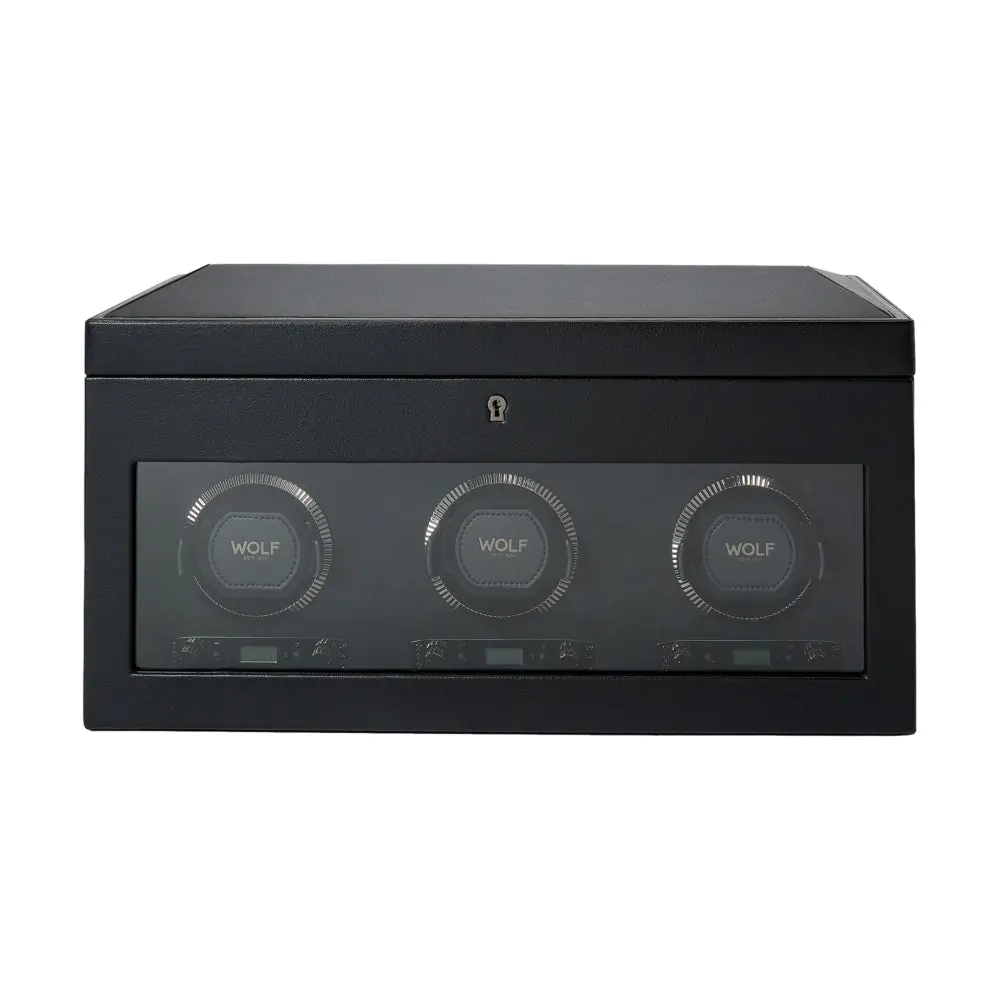 British Racing Triple Watch Winder With Storage - Black 1