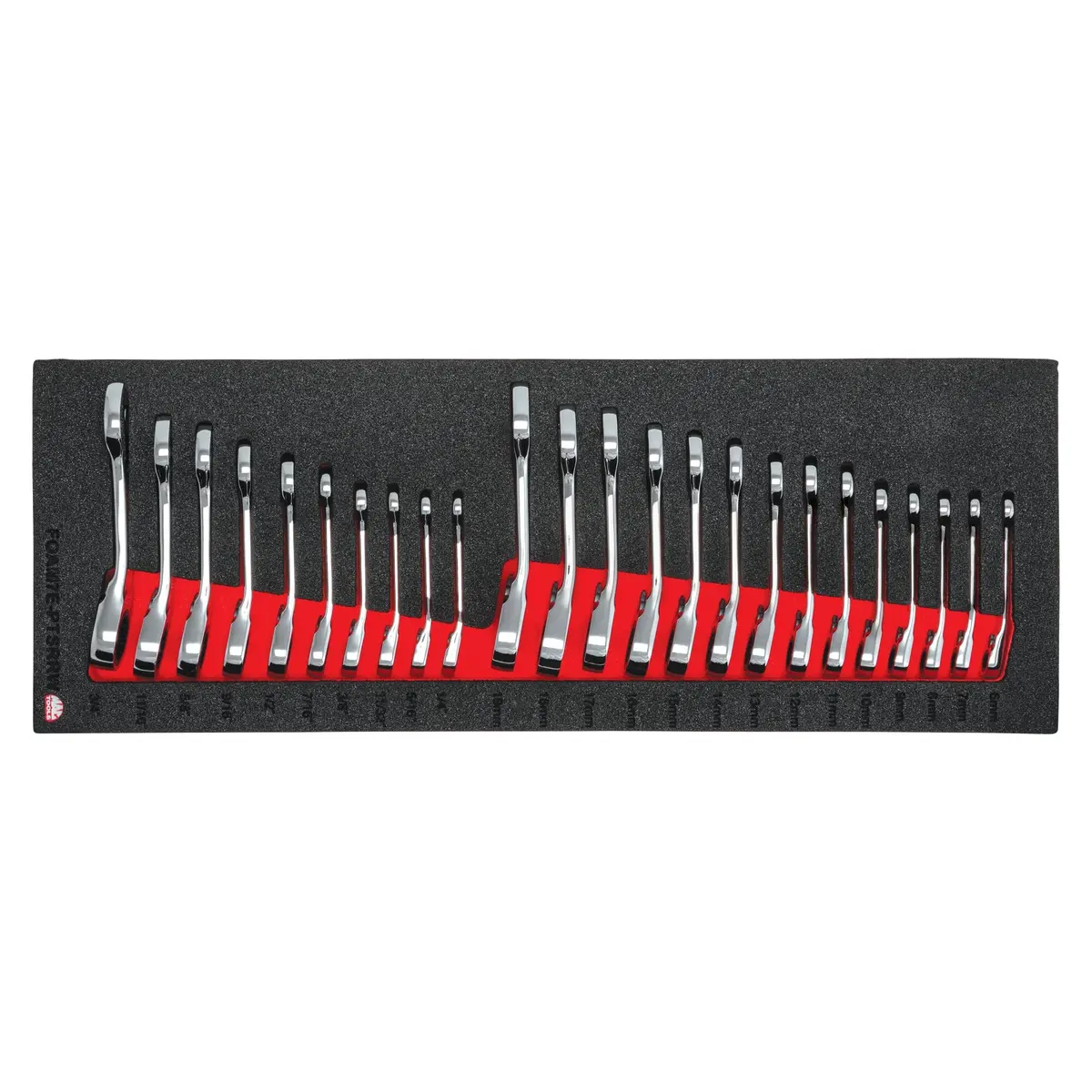 24-Pc. 12-Pt. Sae/Metric Stubby Reversible Racheting Wrench Foam Set 1