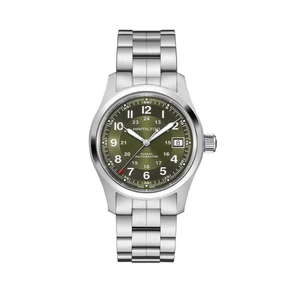 Khaki Field Auto Date 42Mm - Green On Bracelet 1